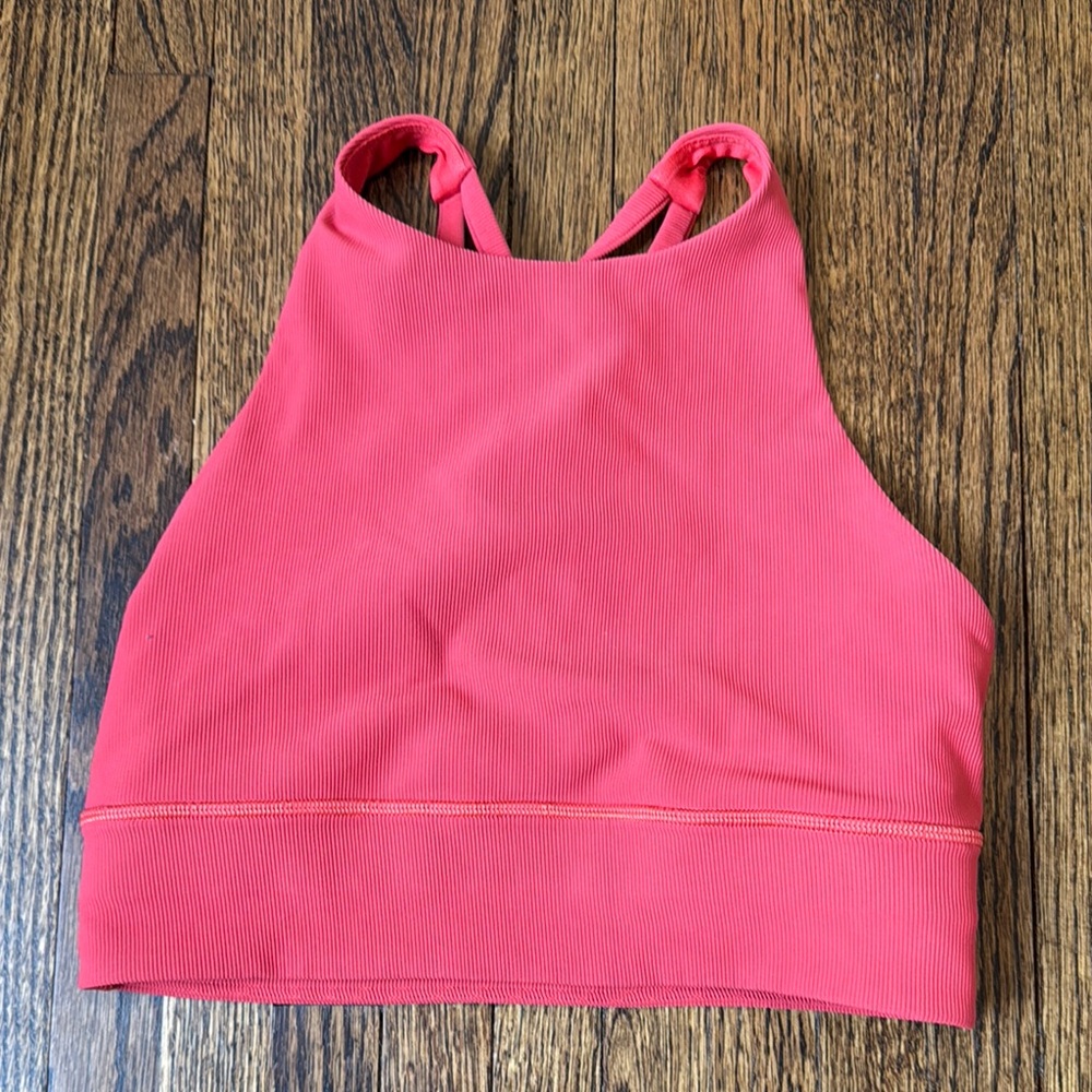 Coral Pink Strappy Sports Bra